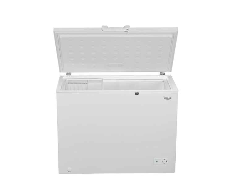 12.0 cu.ft. Chest Freezer|front temperature control|solid top door with glass sliding|aluminum inner cabinet|clean back design|handle with key lock|2.8ft.|46kg|ETCF120L/H