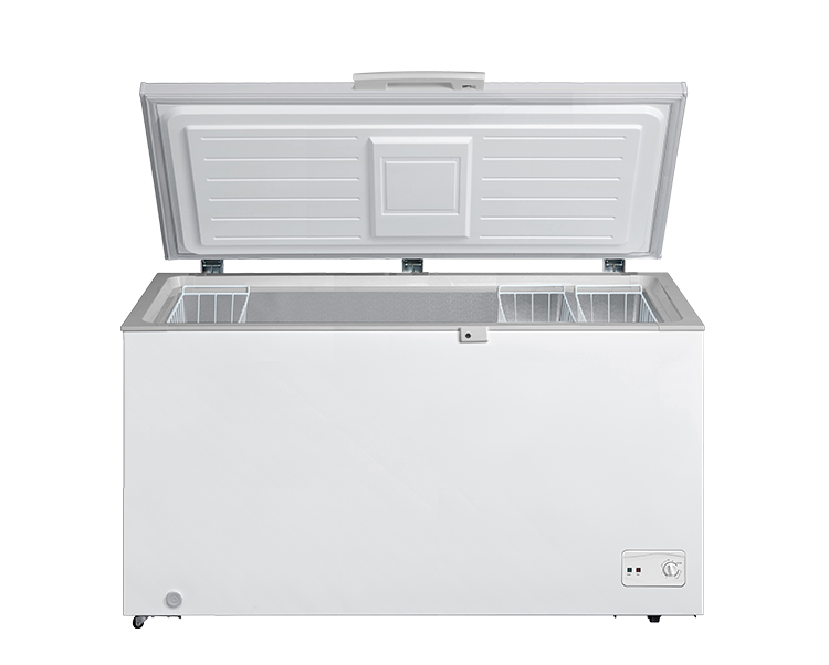 15.5 cu.ft. Chest Freezer|front temperature control|solid top door|removable basket|grip handle with lock|LED light|2.6ft.|54kg|ETCF155/M