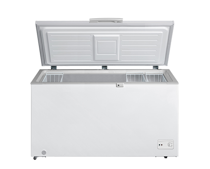 15.5 cu.ft. Chest Freezer|front temperature control|solid top door|removable basket|grip handle with lock|LED light|2.6ft.|54kg|ETCF155/M