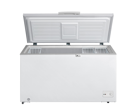 15.5 cu.ft. Chest Freezer|front temperature control|solid top door|removable basket|grip handle with lock|LED light|2.6ft.|54kg|ETCF155/M